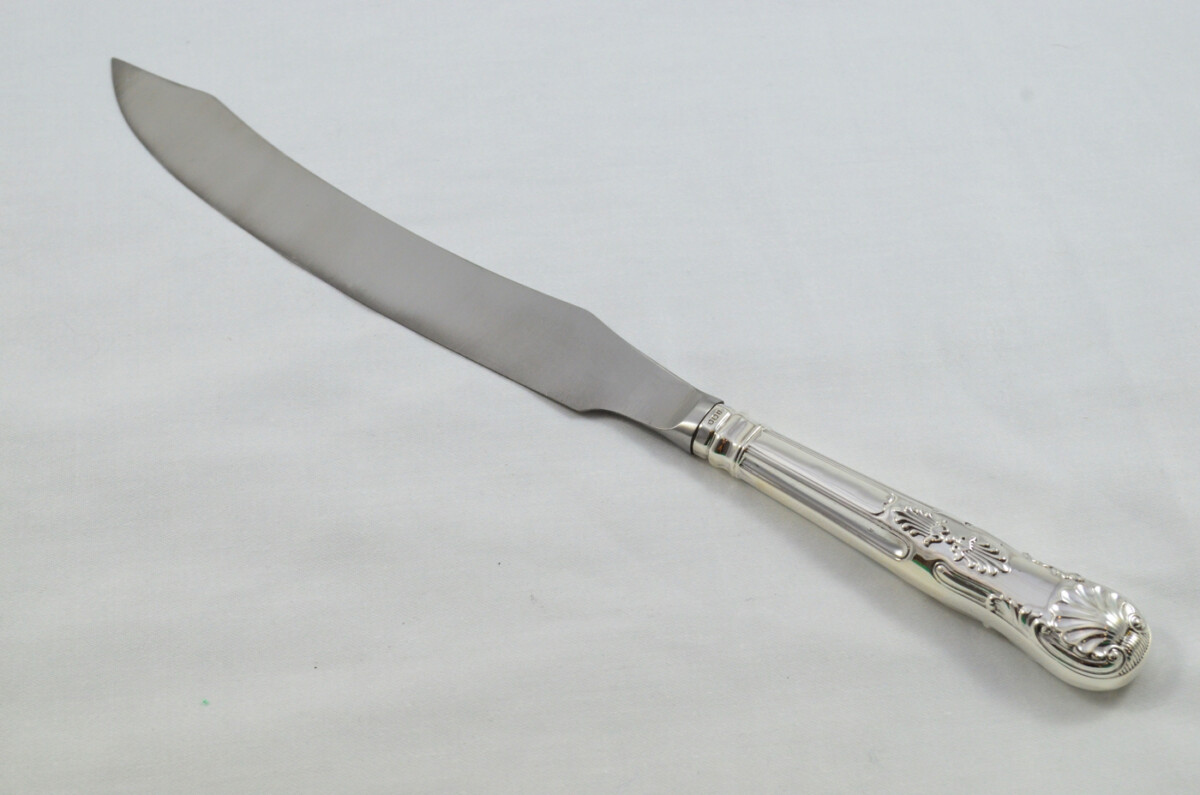 Roberts & Belk Wooden Cased Sterling Silver Handled 2 Piece Carving Set Kings Pattern 1898 - Image 3