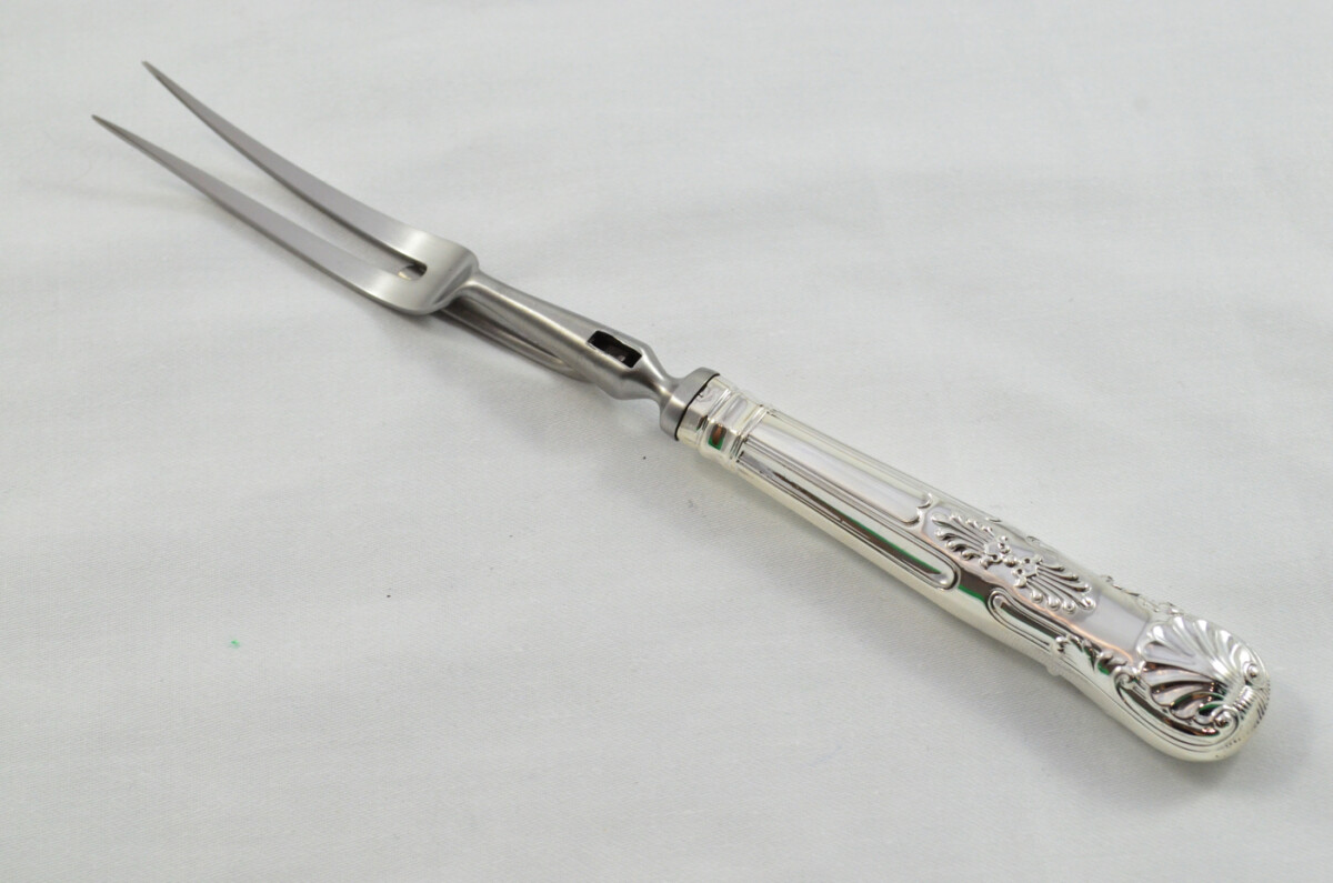 Roberts & Belk Wooden Cased Sterling Silver Handled 2 Piece Carving Set Kings Pattern 1898 - Image 4