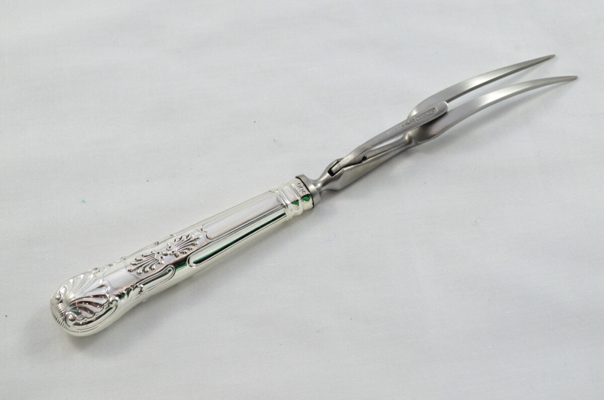 Roberts & Belk Wooden Cased Sterling Silver Handled 2 Piece Carving Set Kings Pattern 1898 - Image 8