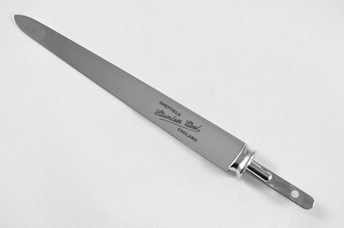 Stamped Sheffield Made Stainless Steel 4 1/2" Letter Opener Blade with Bolster