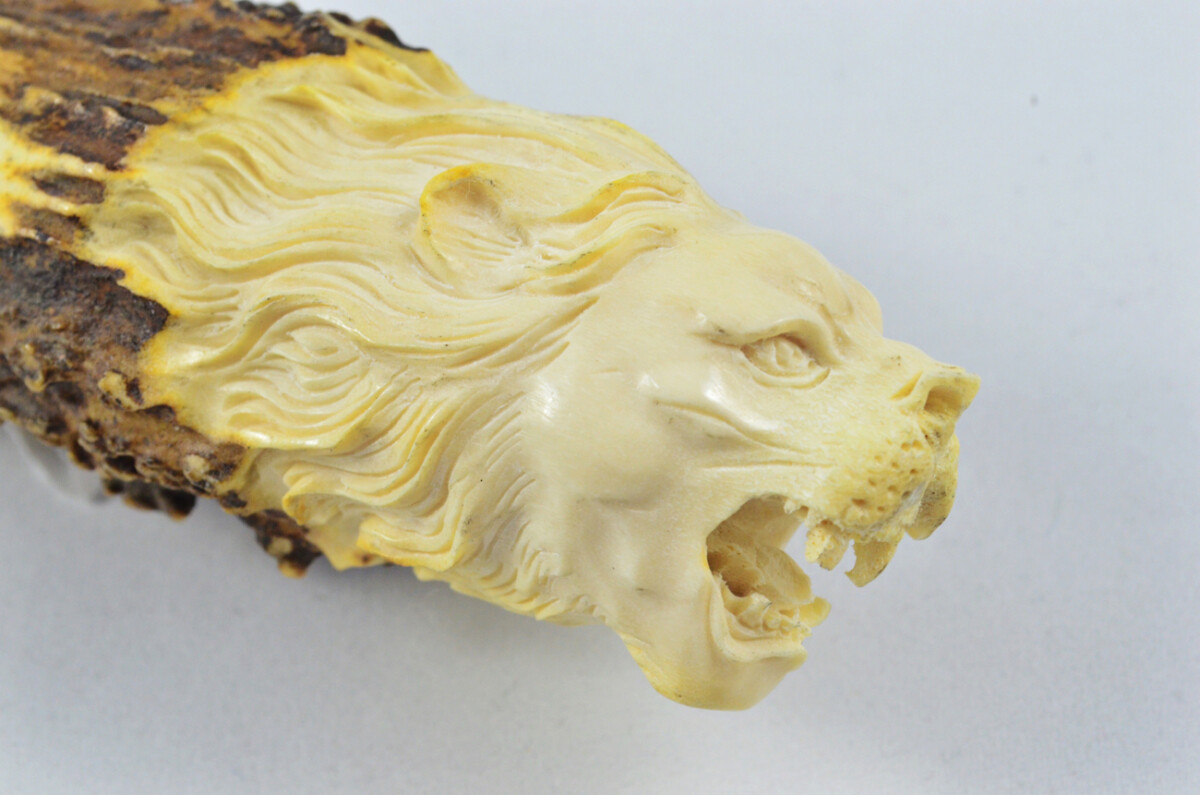 Amazing Bespoke Hand Carved Lion Stag Horn Antler Handle Sgian Dubh Damascus Blade Sheffield England - Image 9