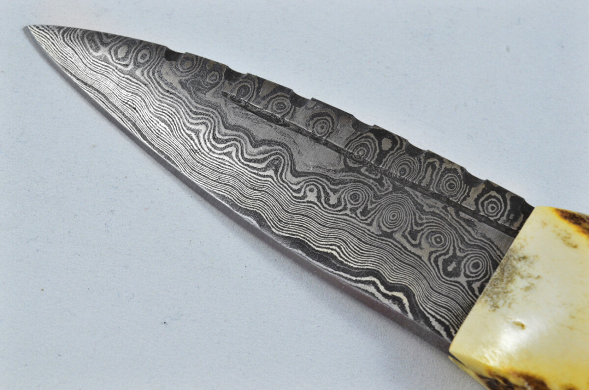Amazing Bespoke Hand Carved Lion Stag Horn Antler Handle Sgian Dubh Damascus Blade Sheffield England - Image 10