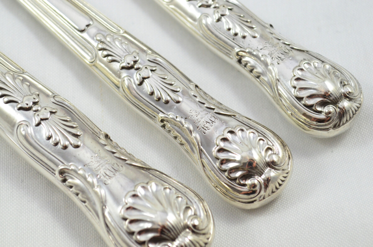 Henry Howson Rare Wooden Cased Sterling Silver Handled 3 Piece Carving Set Kings Pattern 1877 - Image 3