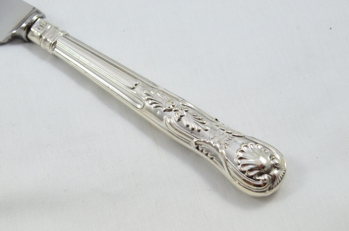 Henry Howson Rare Wooden Cased Sterling Silver Handled 3 Piece Carving Set Kings Pattern 1877 - Image 11