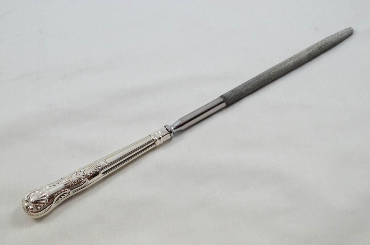Henry Howson Rare Wooden Cased Sterling Silver Handled 3 Piece Carving Set Kings Pattern 1877 - Image 8