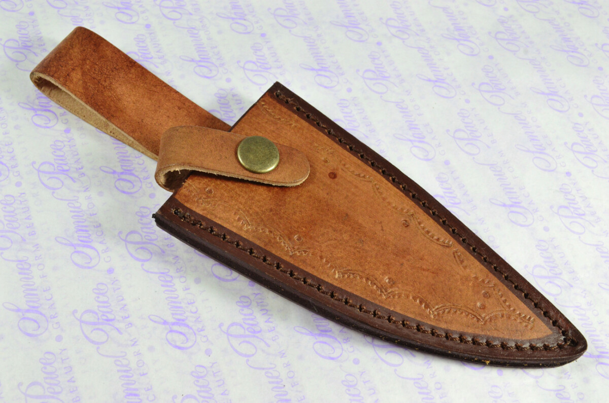 Amazing LIMITED EDITION Damascus Steel Hunting Bowie Knife Aztec Cherry Wood Handle with Leather Sheath - Image 11