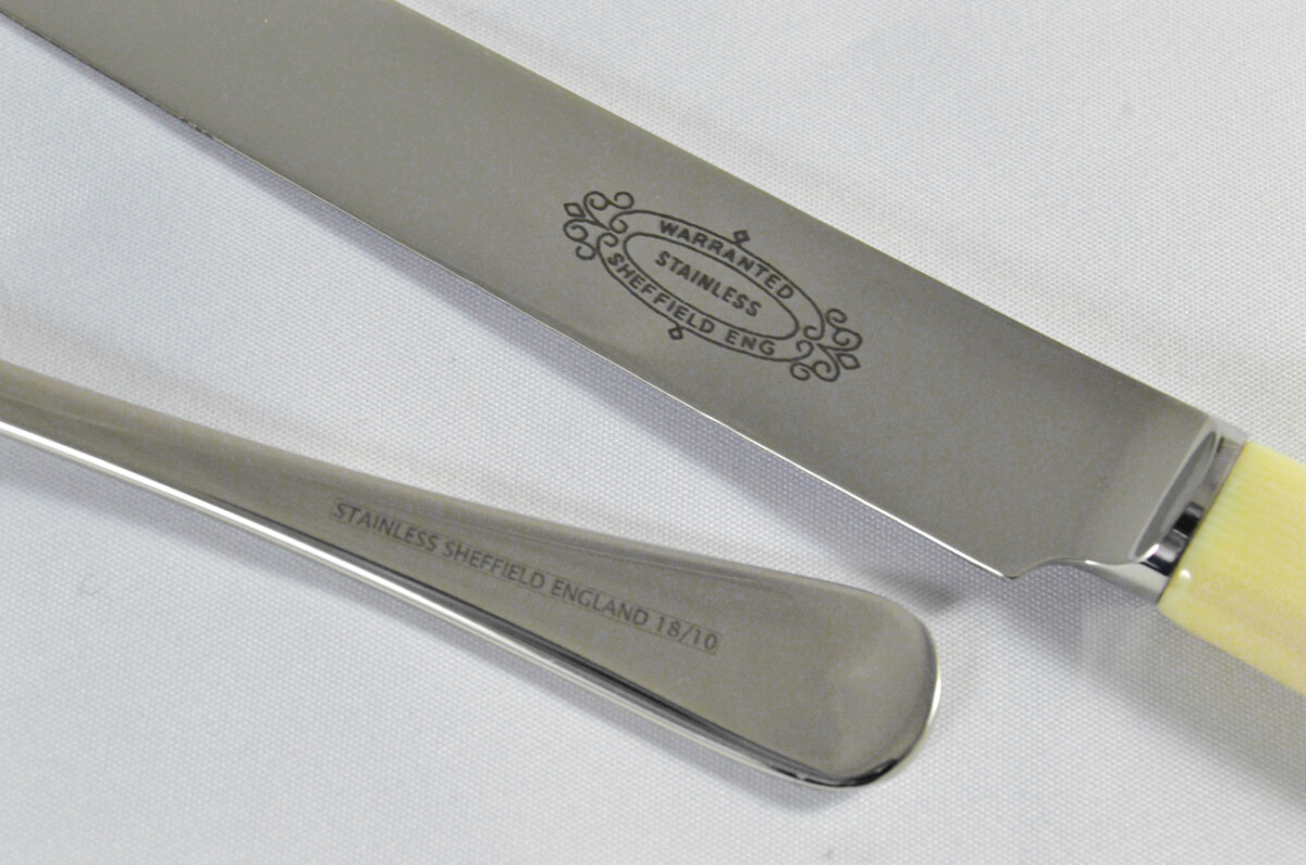 New Cream Handled & Old English Pattern 5 Piece place Setting Made in Sheffield England Stainless Steel Cutlery - Image 6