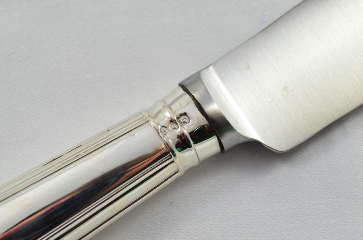 Amazing RARE Goldsmiths Alliance Ltd London Sterling Silver Handled 2 Piece Carving Set O/E Thread 1891 - Image 3