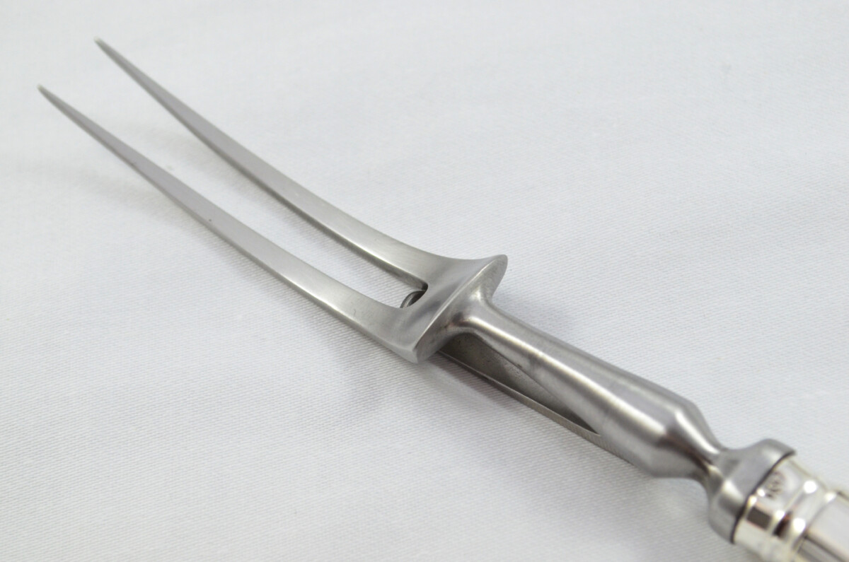 Amazing RARE Goldsmiths Alliance Ltd London Sterling Silver Handled 2 Piece Carving Set O/E Thread 1891 - Image 9