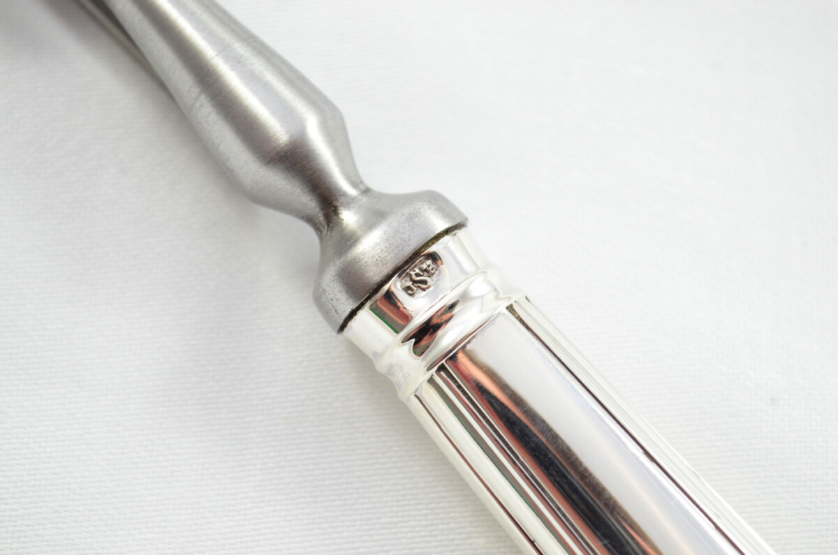 Amazing RARE Goldsmiths Alliance Ltd London Sterling Silver Handled 2 Piece Carving Set O/E Thread 1891 - Image 5