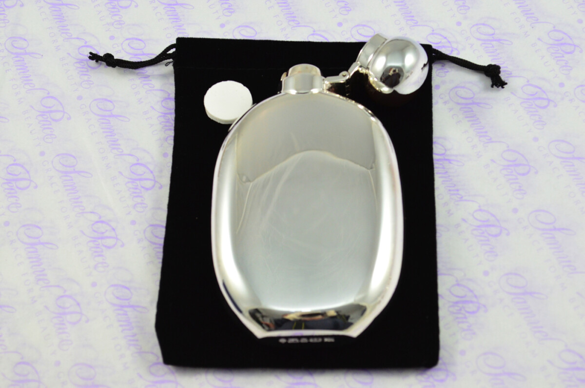 Sterling Silver Hallmarked Oval Hip Flask 4oz Bayonet Top Hallmarked 2025 - Image 2