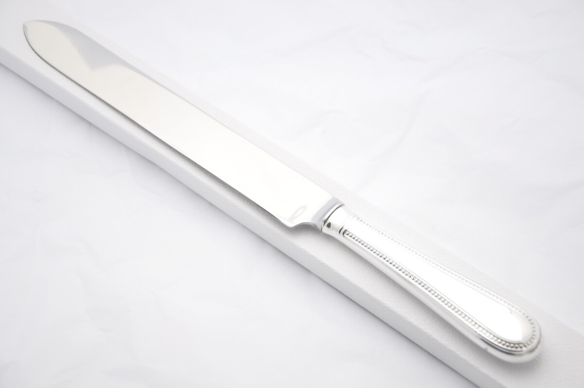 Bead Pattern Silver Plated Wedding Cake Knife Gift Boxed