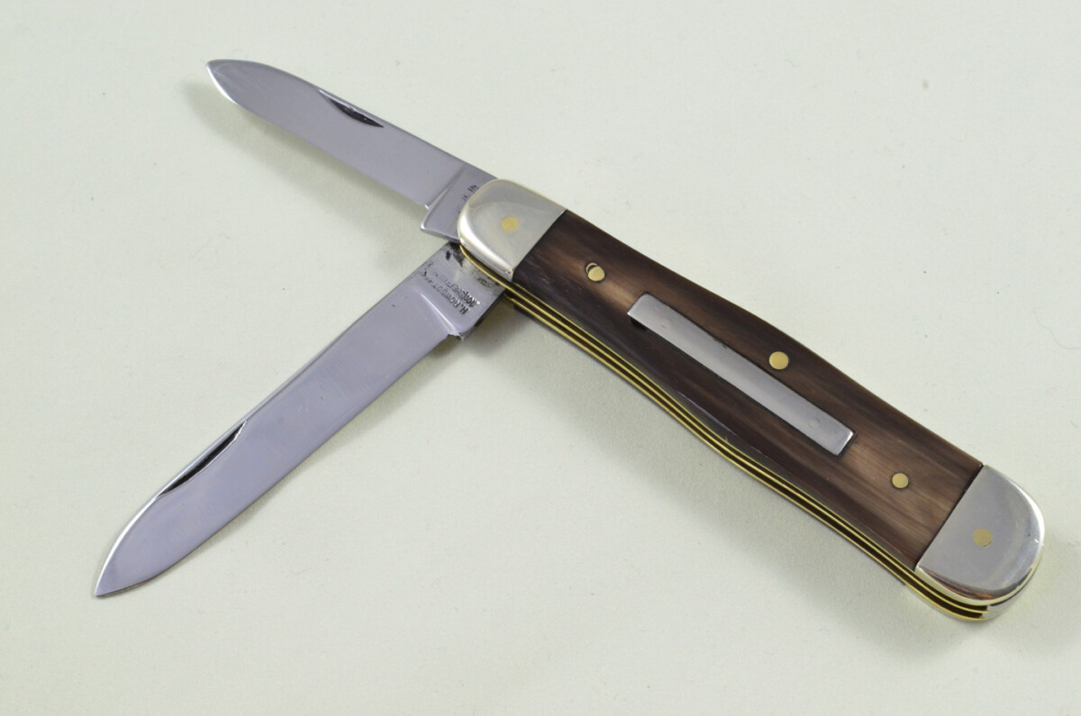 H Rowbotham Sheffield Made 2 blade Pen Pocket Folding Knife Water Buffalo Scaled Pen Knife