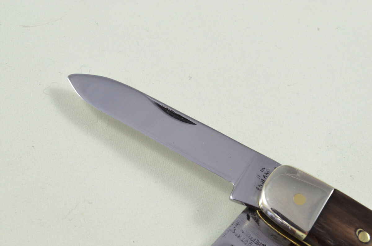 H Rowbotham Sheffield Made 2 blade Pen Pocket Folding Knife Water Buffalo Scaled Pen Knife - Image 3