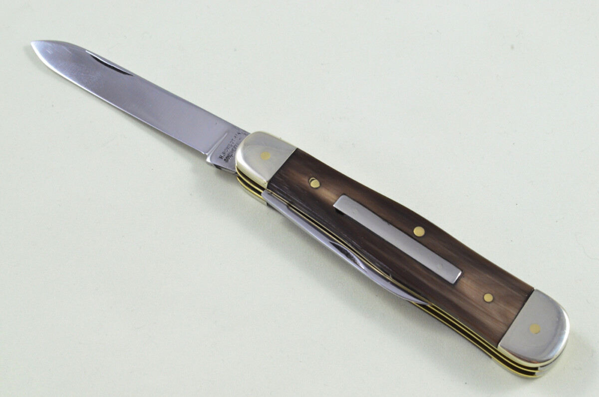 H Rowbotham Sheffield Made 2 blade Pen Pocket Folding Knife Water Buffalo Scaled Pen Knife - Image 7