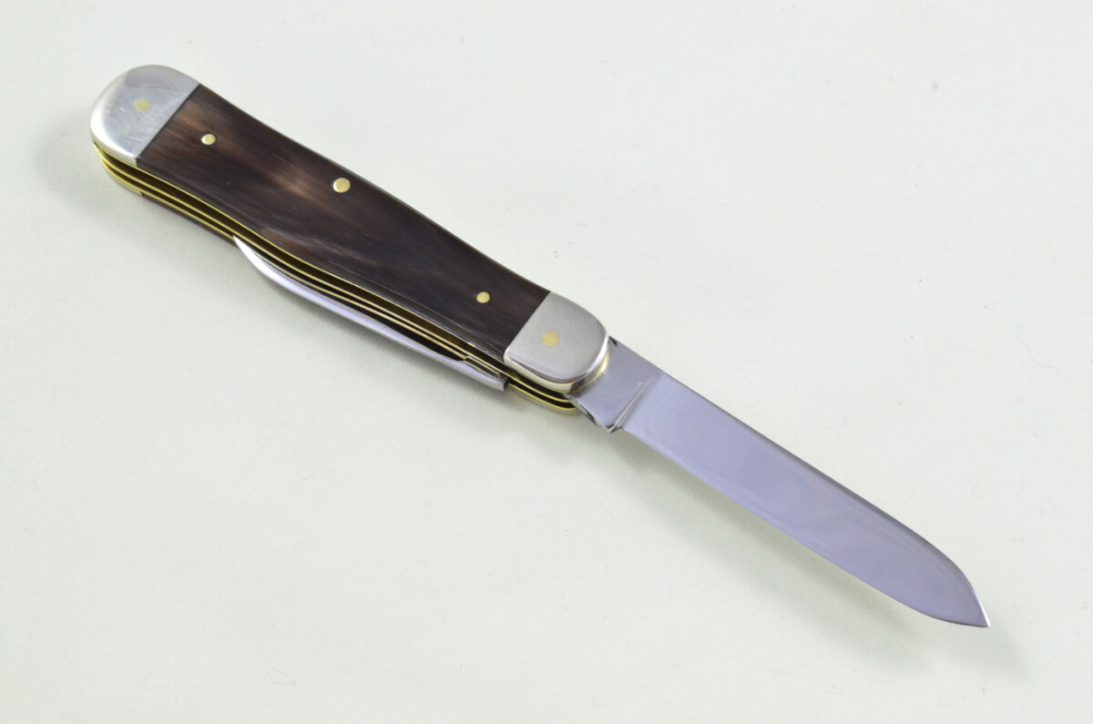 H Rowbotham Sheffield Made 2 blade Pen Pocket Folding Knife Water Buffalo Scaled Pen Knife - Image 8