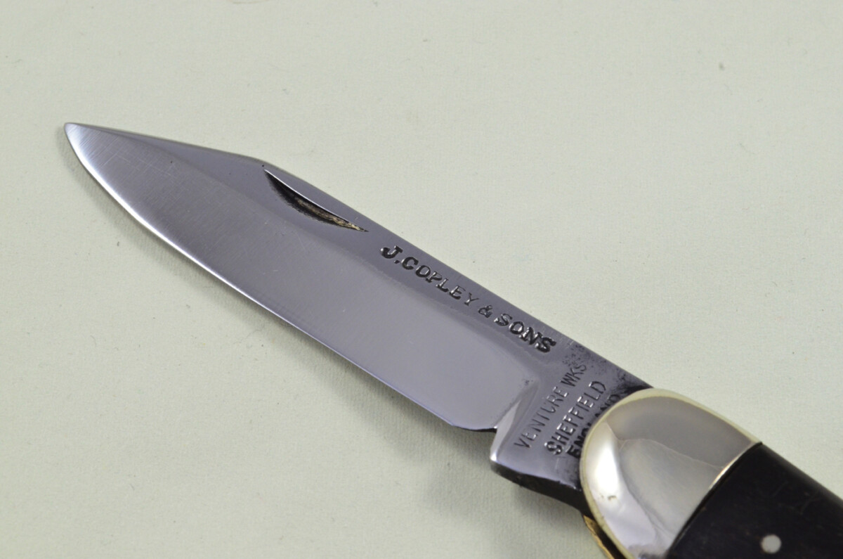 J Copley & Sons Sheffield Made Drop Point Pen Pocket Folding Knife Water Buffalo Scaled Pen Knife - Image 2
