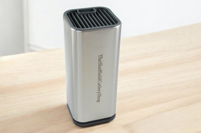 A Stainless Steel Kitchen Knife Block, Made In Sheffield