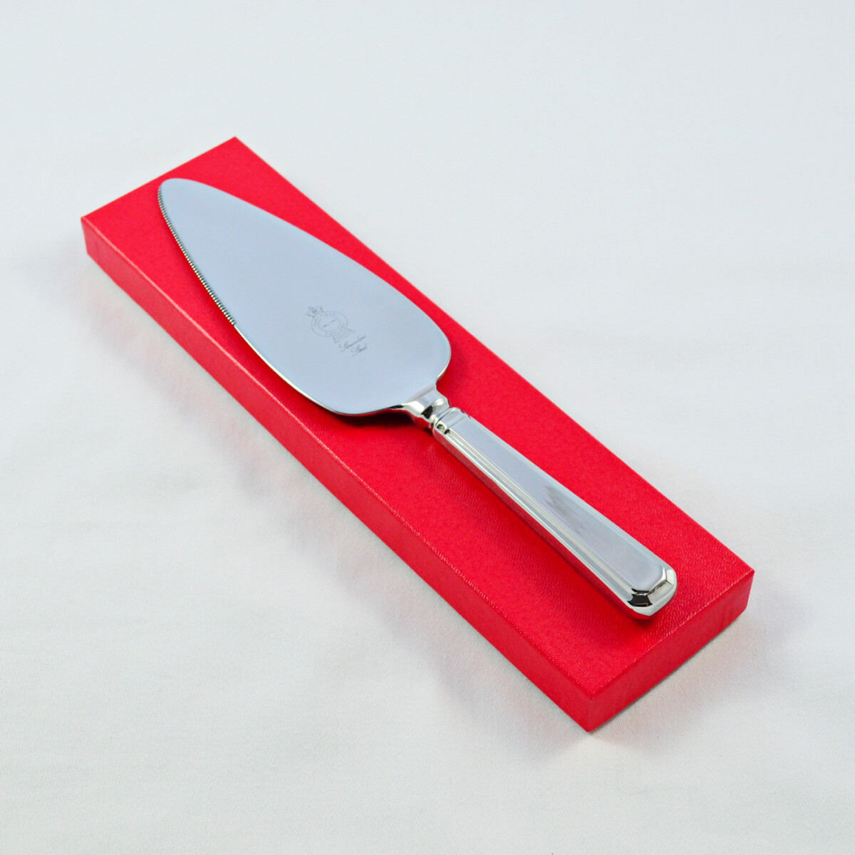 A Grecian Pattern Stainless Steel Pie/Cake Server Gift Boxed And Engraved 'Sheffield, England'