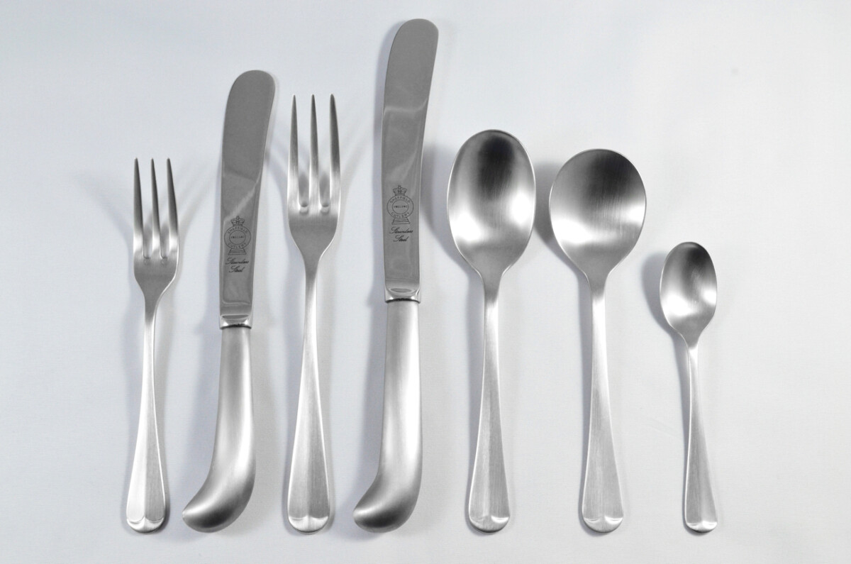 New Pistol Pattern 7 Piece place Setting Brushed Finish Made in Sheffield England Stainless Steel Cutlery