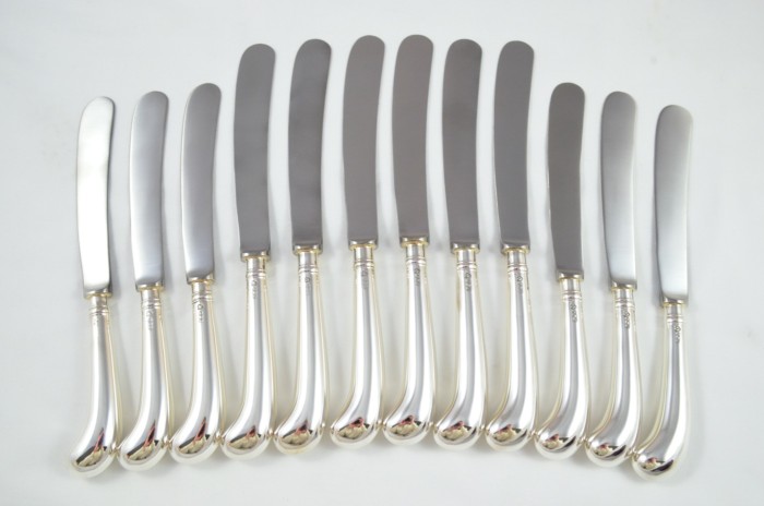 1974 Sterling Silver Pistol Sheffield 6 Dinner & 6 Dessert Knives A. Haviland Nye
