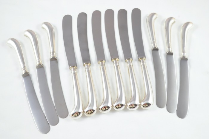 1974 Sterling Silver Pistol Sheffield 6 Dinner & 6 Dessert Knives A. Haviland Nye - Image 3