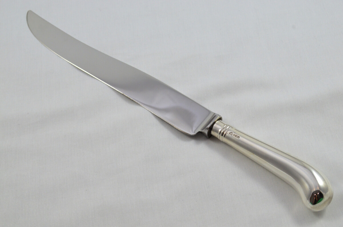 A. Haviland Nye Wooden Cased Sterling Silver Handled 2 Piece Carving Set Pistol Pattern 1973 - Image 3