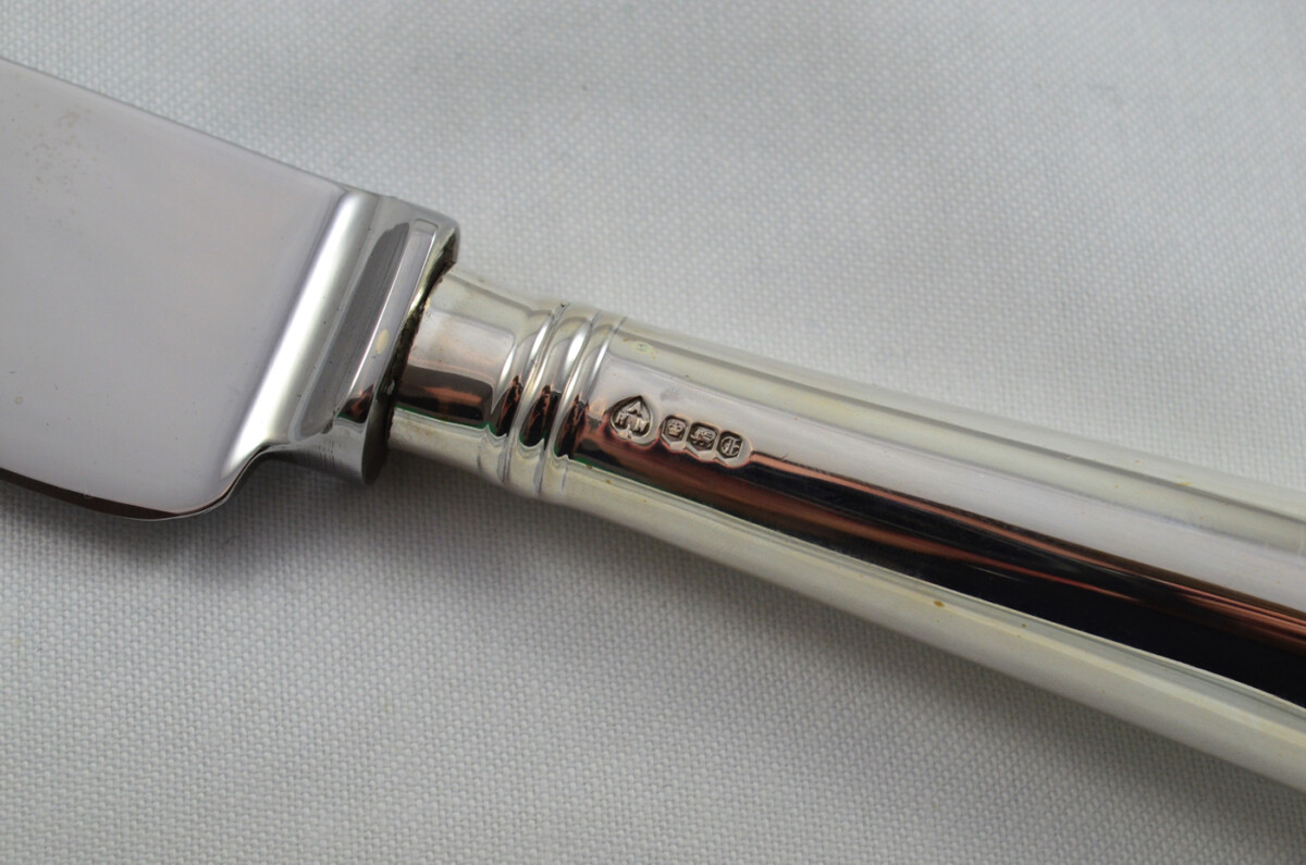 A. Haviland Nye Wooden Cased Sterling Silver Handled 2 Piece Carving Set Pistol Pattern 1973 - Image 5