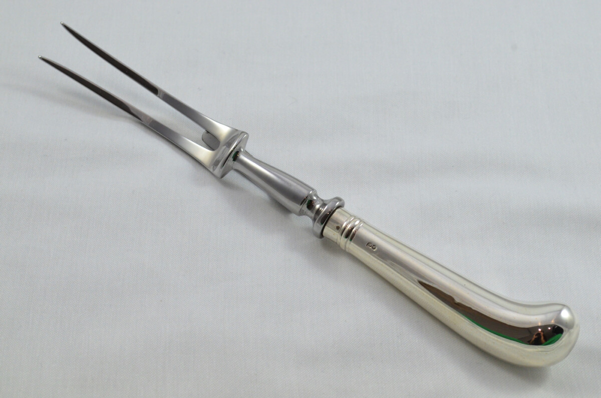 A. Haviland Nye Wooden Cased Sterling Silver Handled 2 Piece Carving Set Pistol Pattern 1973 - Image 4