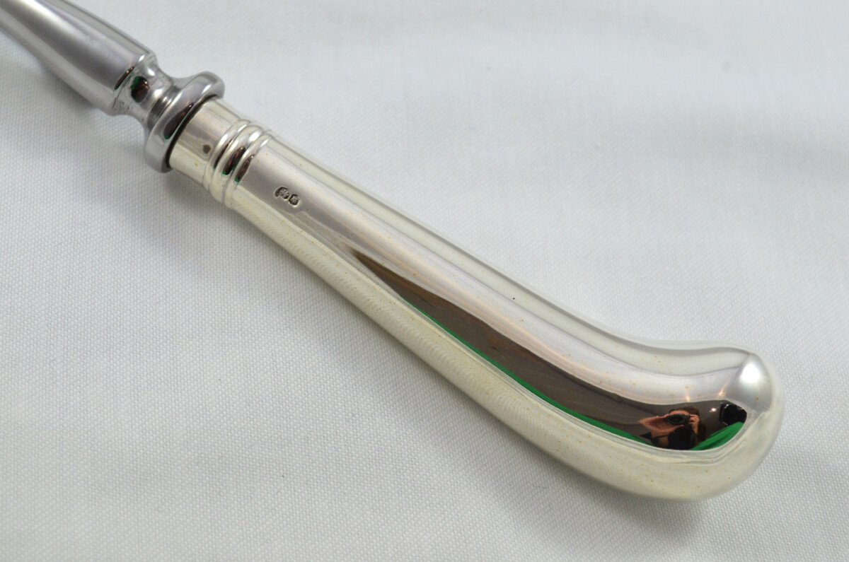 A. Haviland Nye Wooden Cased Sterling Silver Handled 2 Piece Carving Set Pistol Pattern 1973 - Image 9