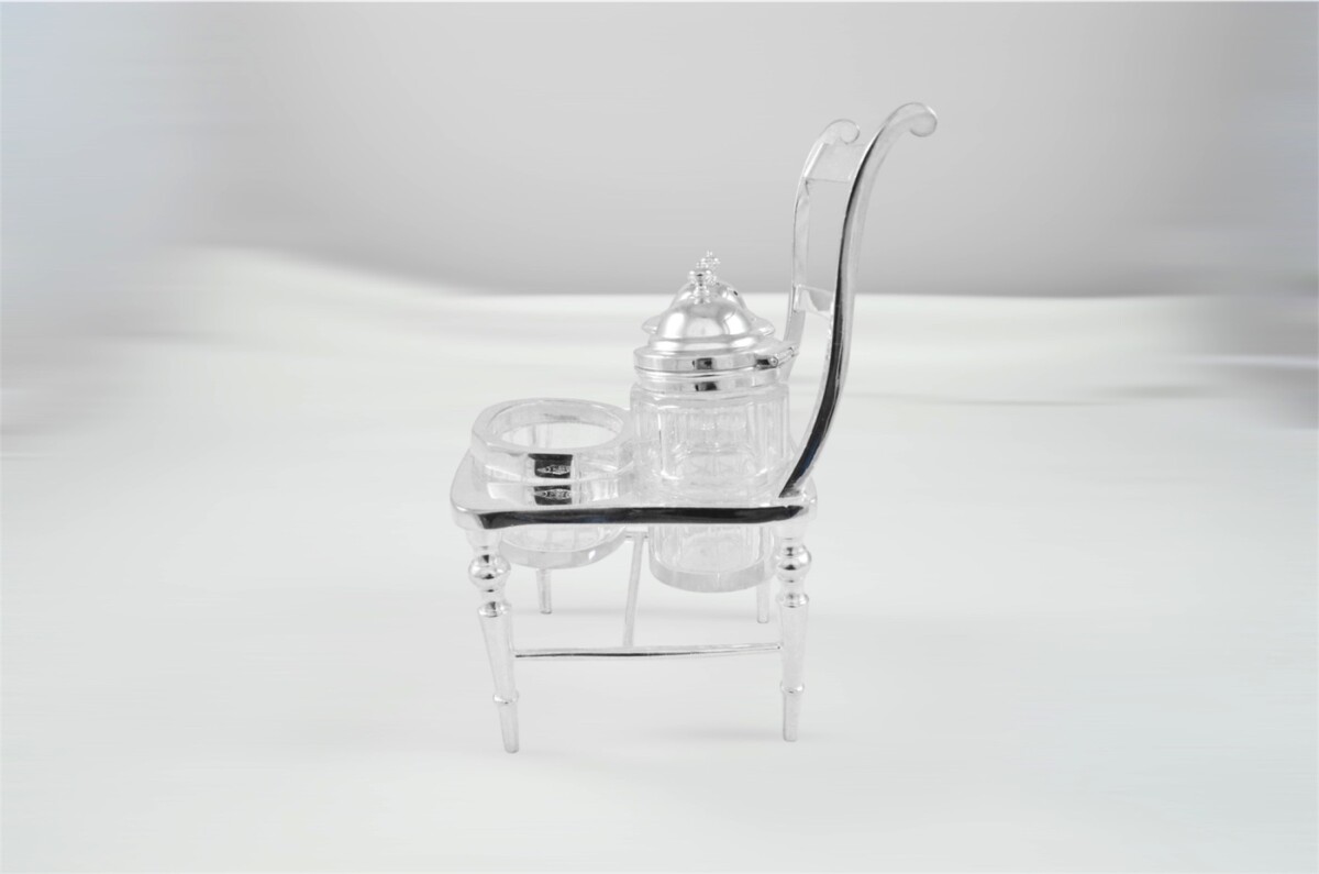 Early 1900s James Dixon & Sons Silver Plated Novelty Condiment Chair – Rare Victorian Style Cruet Set - Image 6