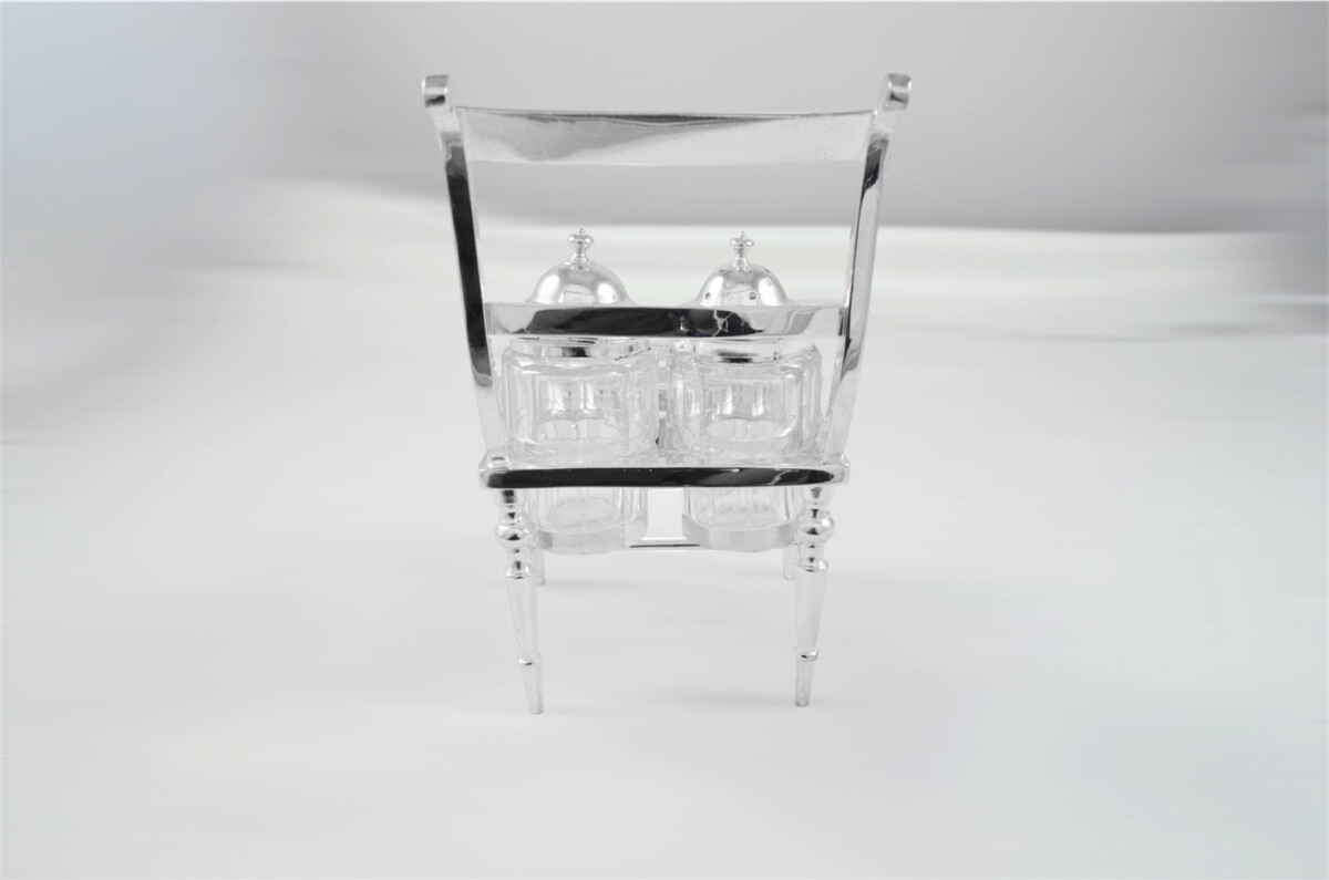 Early 1900s James Dixon & Sons Silver Plated Novelty Condiment Chair – Rare Victorian Style Cruet Set - Image 4