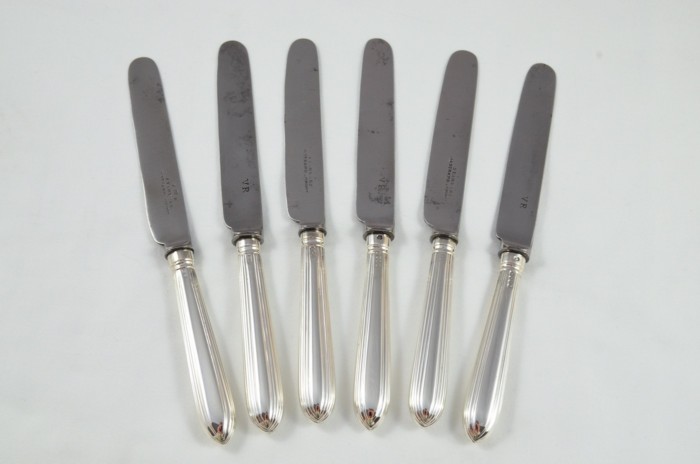 George IV 1820 Sterling Silver Pointed Thread London 6 Dessert Knives Robert Pringle