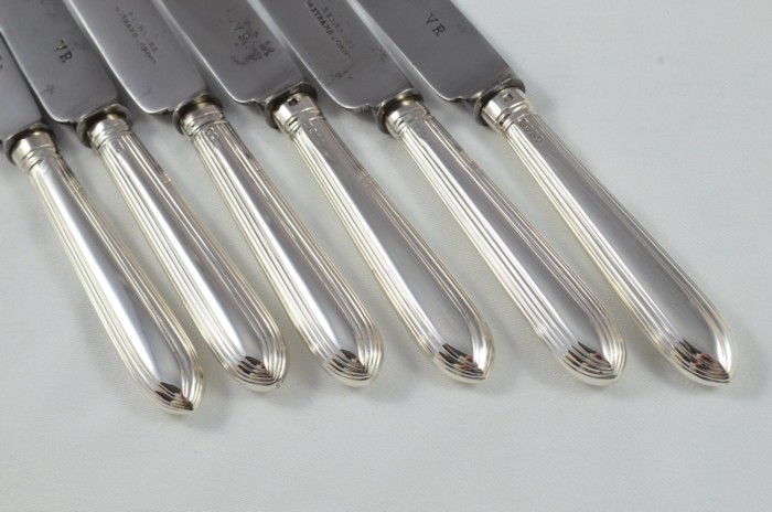 George IV 1820 Sterling Silver Pointed Thread London 6 Dessert Knives Robert Pringle - Image 2