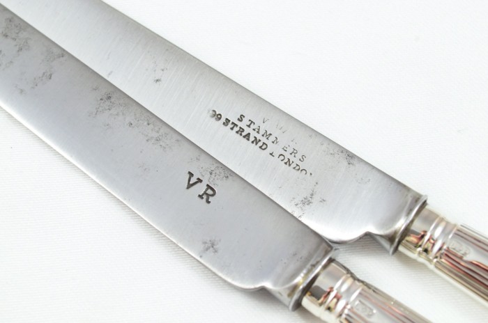 George IV 1820 Sterling Silver Pointed Thread London 6 Dessert Knives Robert Pringle - Image 3