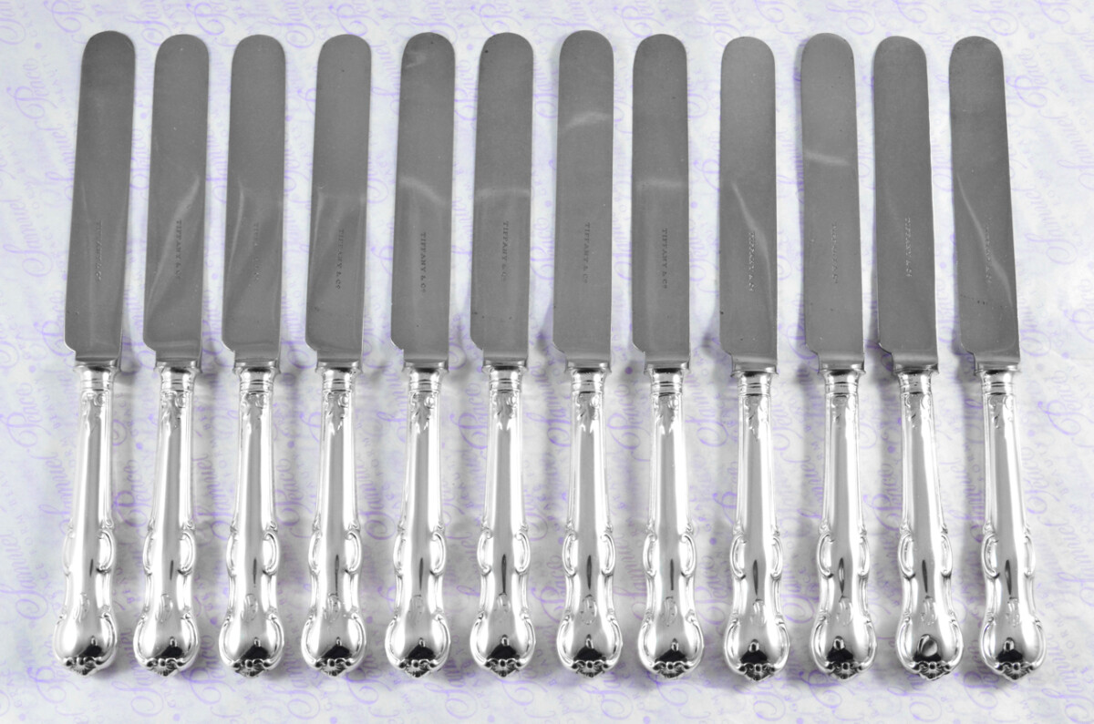 Goldsmiths & Silversmiths London Assayed 12 Dessert Knives Sterling Silver Princess Pattern 1912