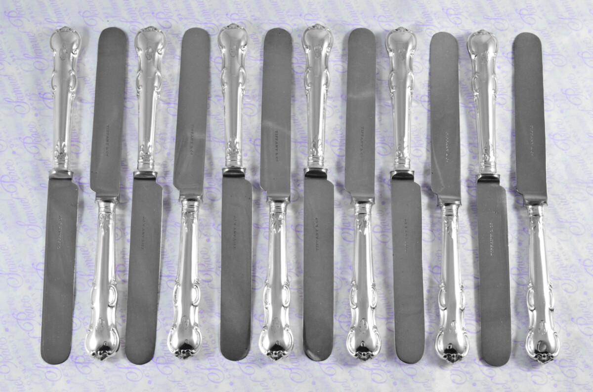 Goldsmiths & Silversmiths London Assayed 12 Dessert Knives Sterling Silver Princess Pattern 1912 - Image 2