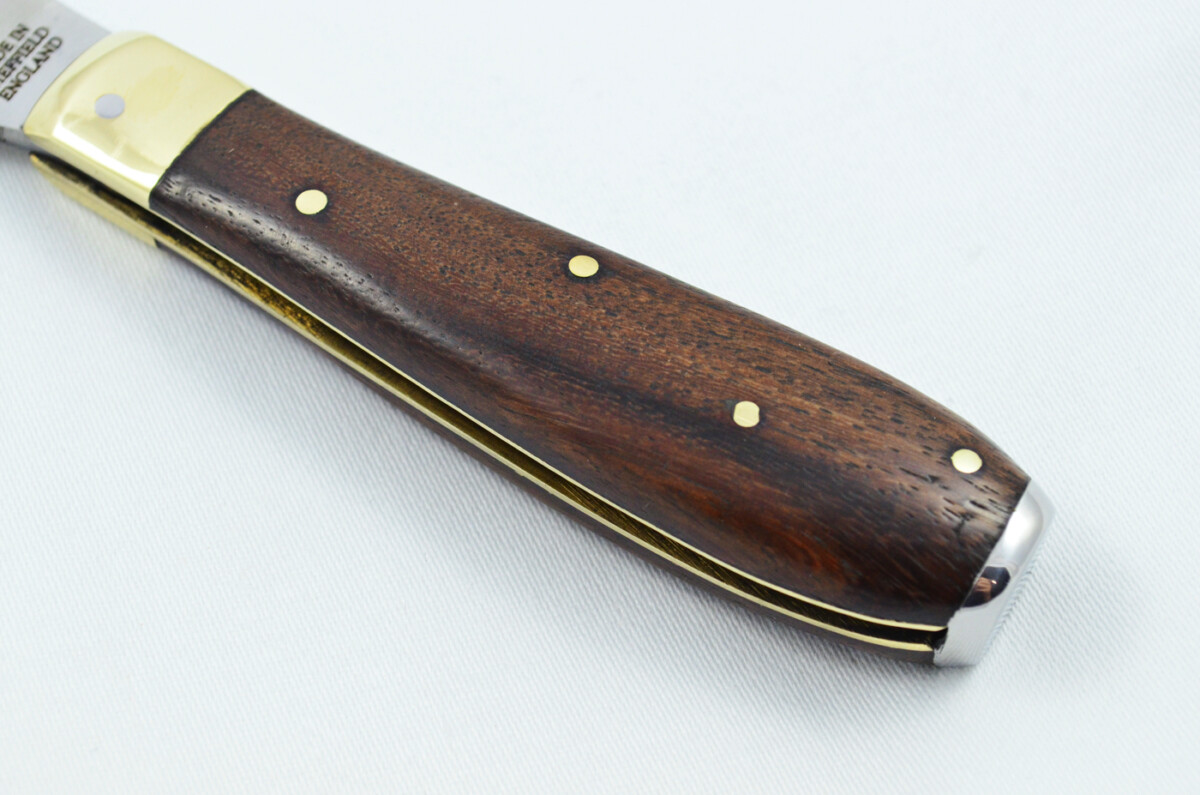 A Handmade D2 Steel Pruning Pen/Pocket Knife - Rosewood Scales Brass Bolster - Image 3