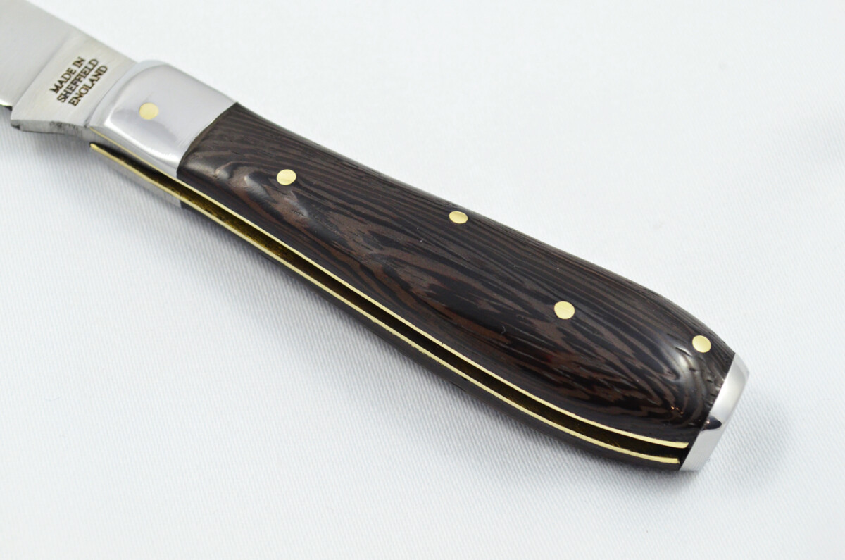 A Handmade D2 Steel Pruning Pen/Pocket Knife - Black Stealth Laminate Scales Steel Bolster - Image 3
