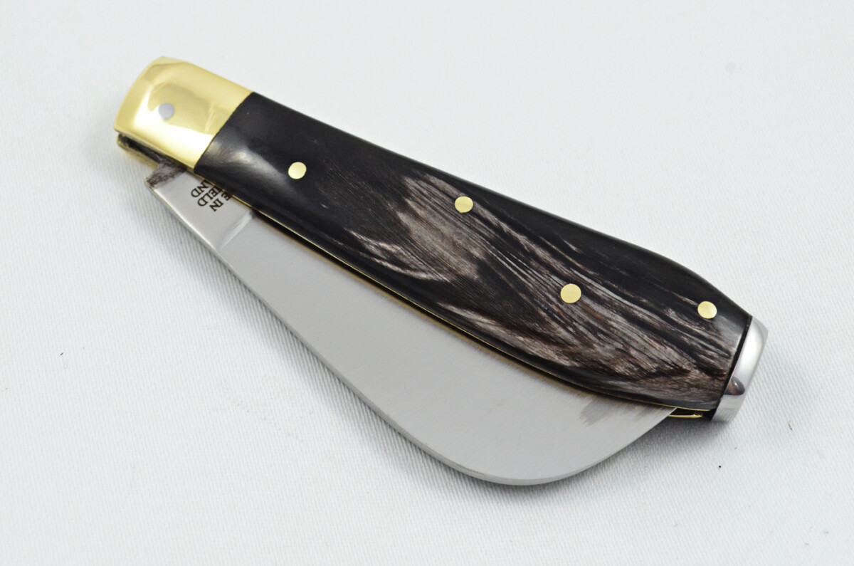 A Handmade D2 Steel Pruning Pen/Pocket Knife - Water Buffalo Scales Brass Bolster - Image 7