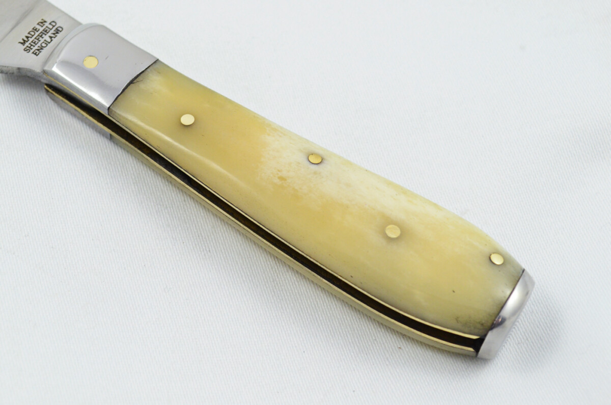 A Handmade D2 Steel Pruning Pen/Pocket Knife - Camel Bone Scales Steel Bolster - Image 2