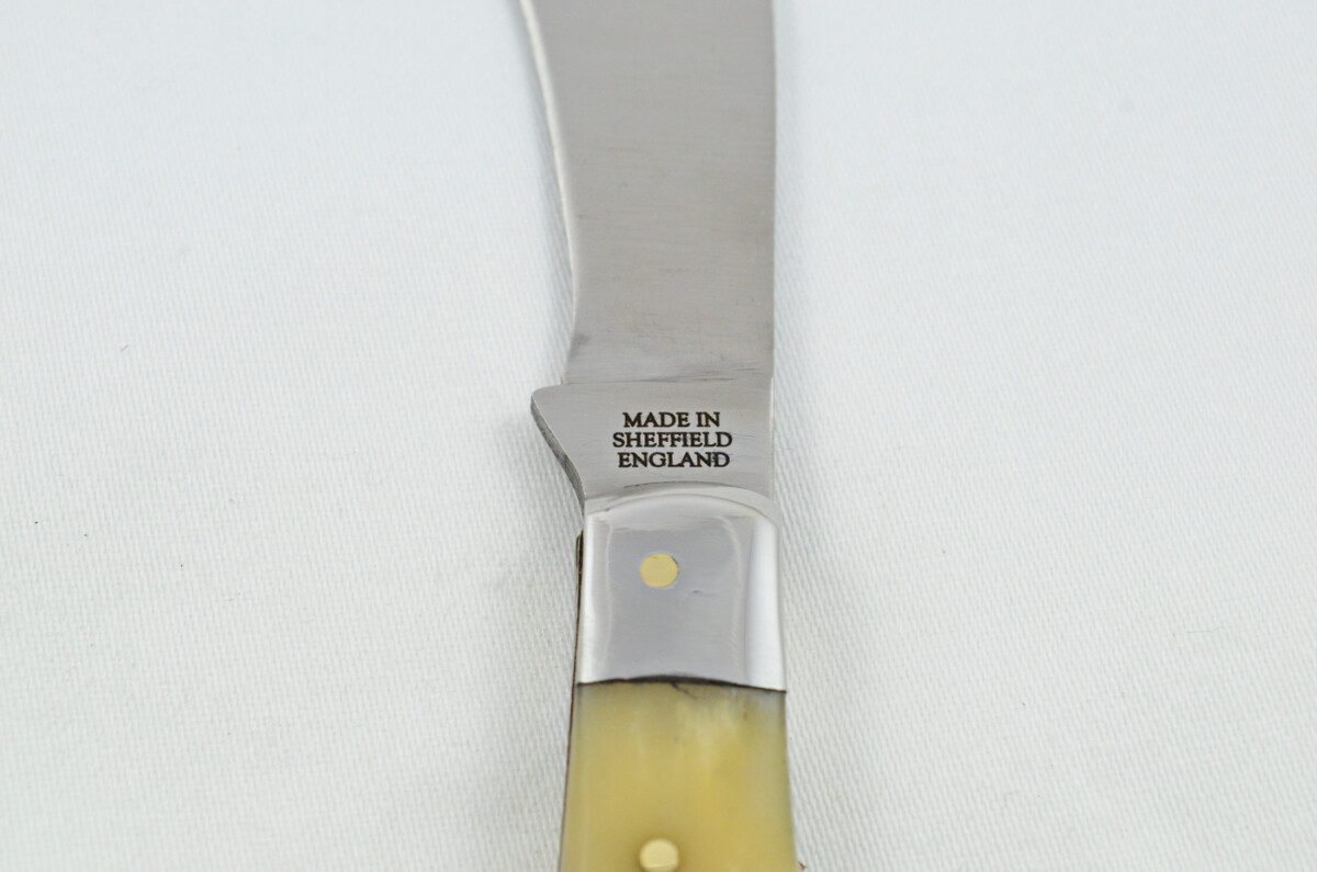 A Handmade D2 Steel Pruning Pen/Pocket Knife - Camel Bone Scales Steel Bolster - Image 5