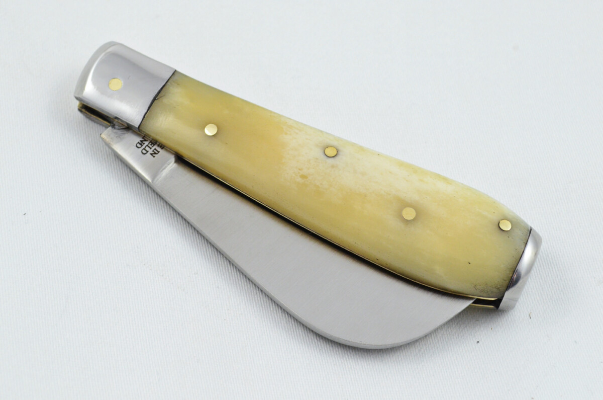 A Handmade D2 Steel Pruning Pen/Pocket Knife - Camel Bone Scales Steel Bolster - Image 6