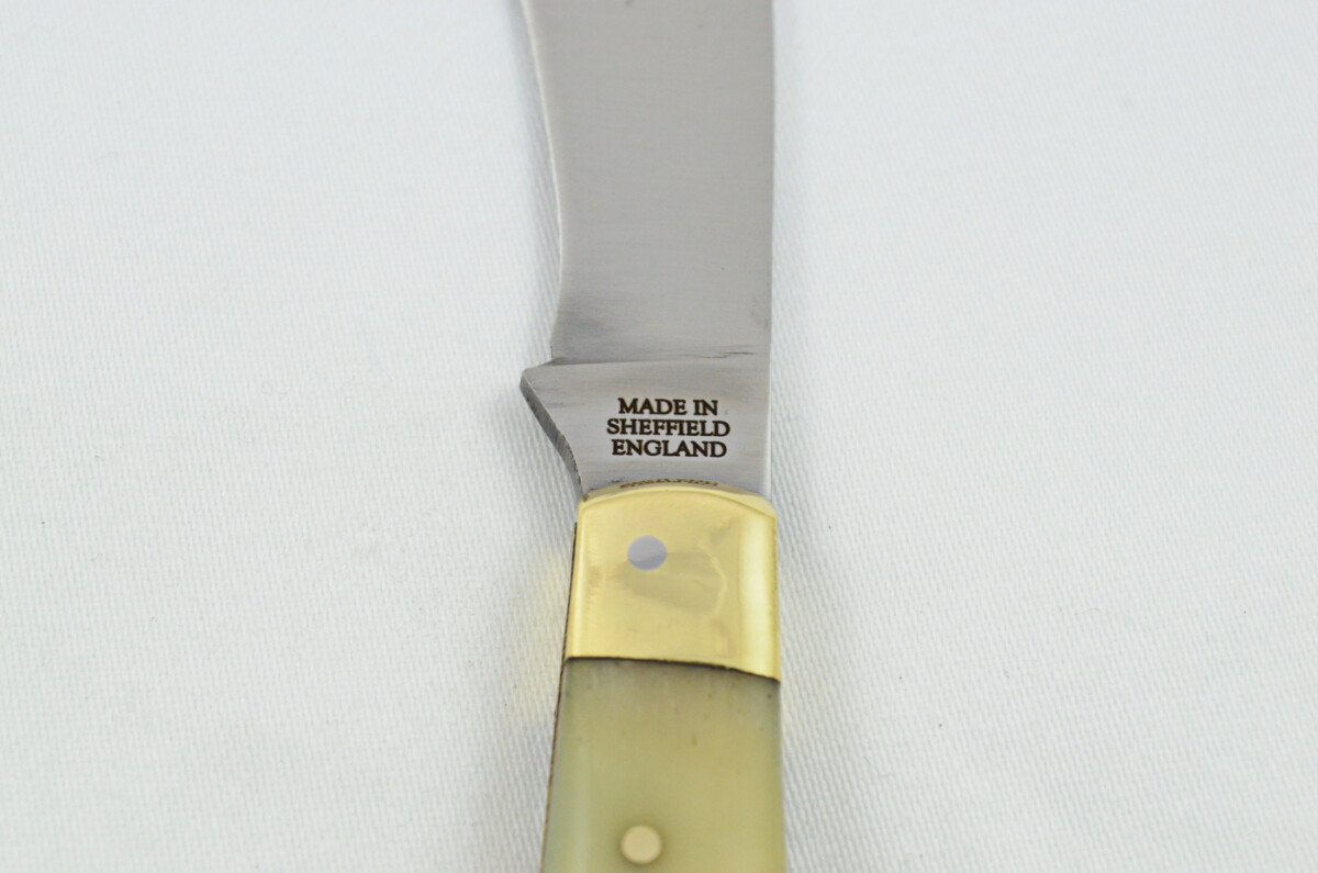 A Handmade D2 Steel Pruning Pen/Pocket Knife - Camel Bone Scales Brass Bolster - Image 6