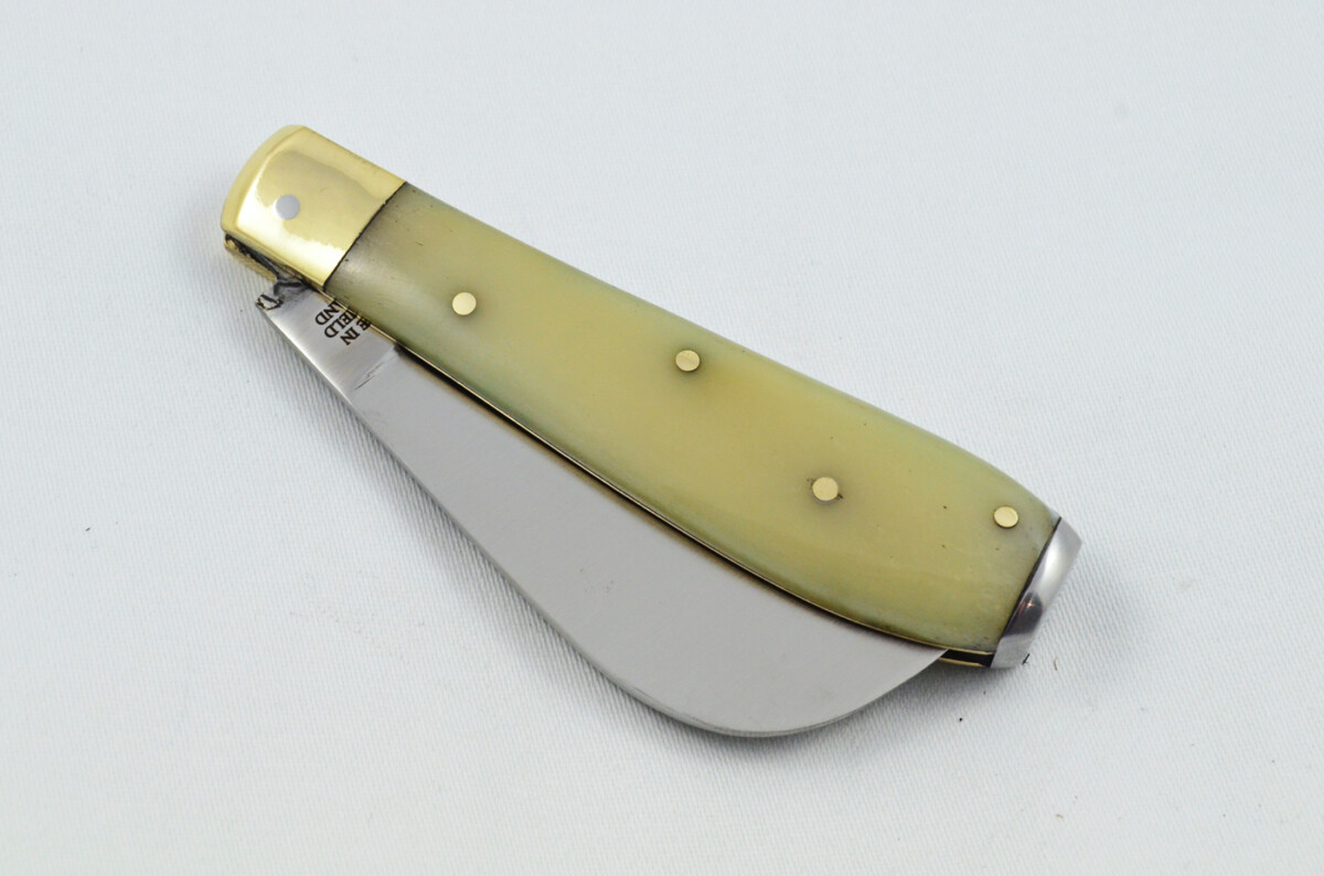 A Handmade D2 Steel Pruning Pen/Pocket Knife - Camel Bone Scales Brass Bolster - Image 7