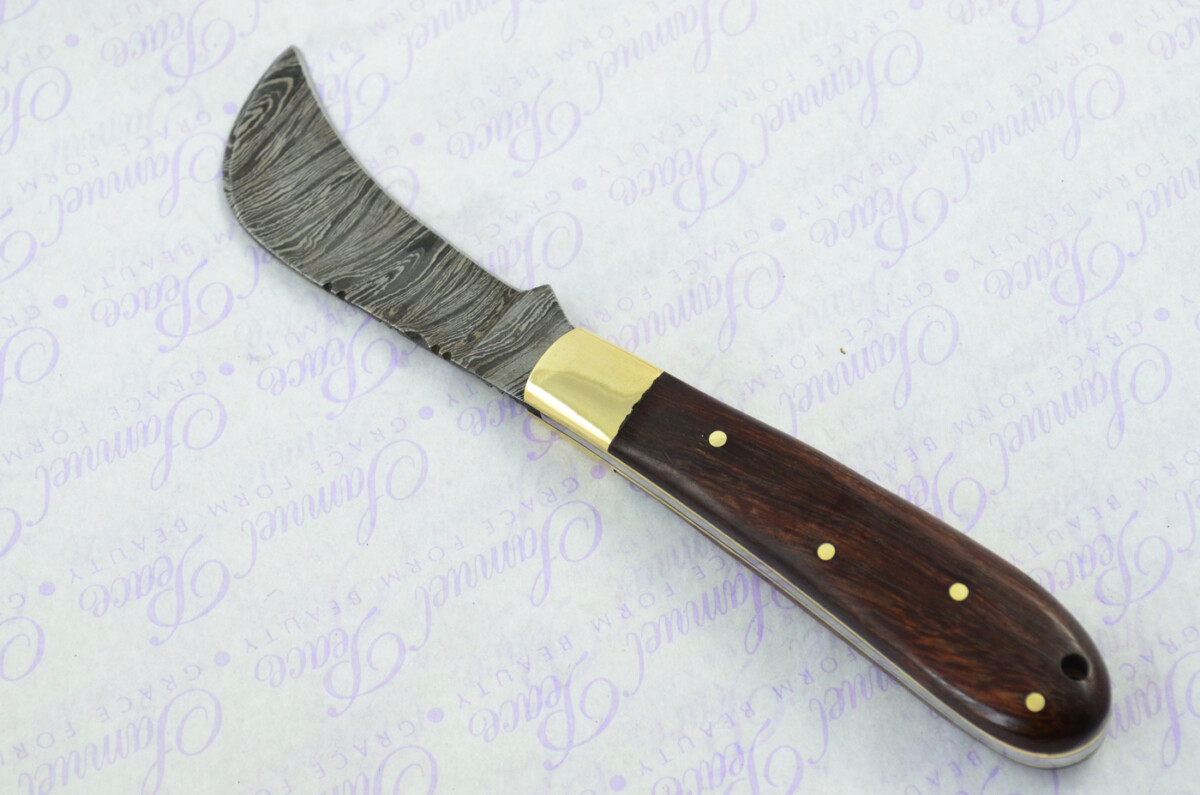 A Handmade Damascus Steel Pruning Pen/Pocket Knife - Rosewood Scales