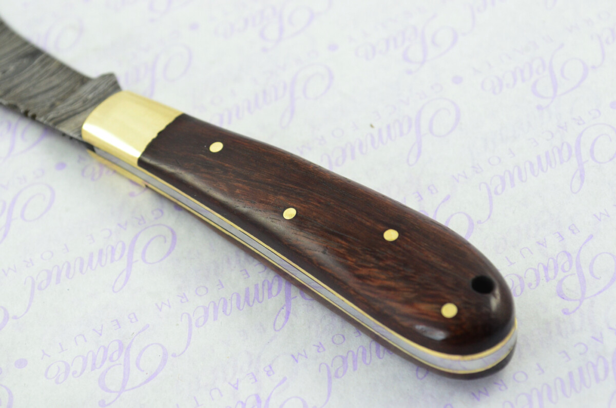 A Handmade Damascus Steel Pruning Pen/Pocket Knife - Rosewood Scales - Image 2