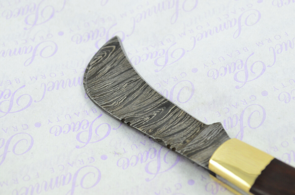A Handmade Damascus Steel Pruning Pen/Pocket Knife - Rosewood Scales - Image 3