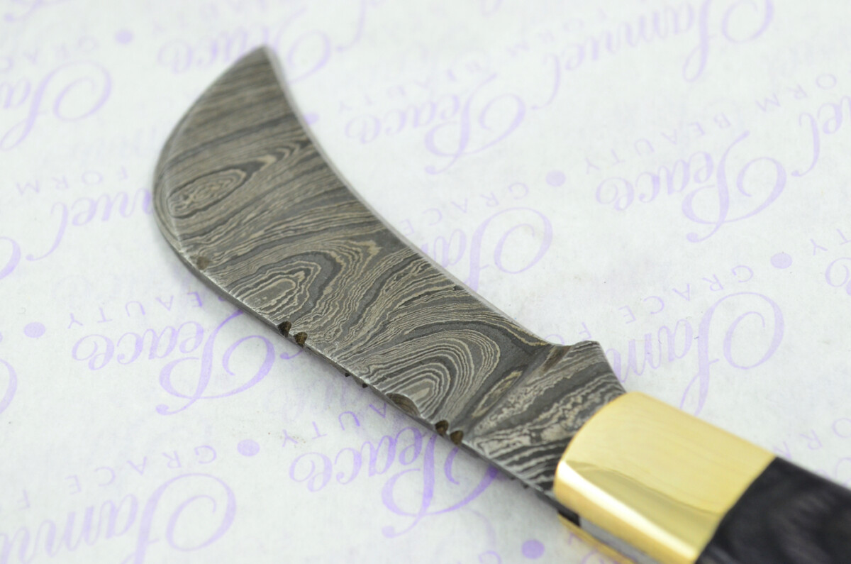 A Handmade Damascus Steel Pruning Pen/Pocket Knife - Black Stealth Wood Scales - Image 3