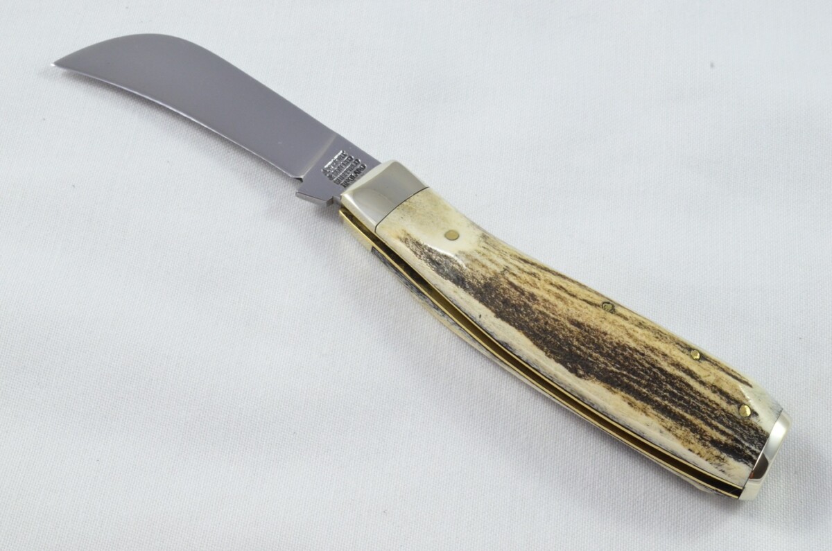 A Brand New Handmade Nickel Capped Pruner Stag Antler Scaled Pen / Pocket Pruning Knife - Image 2